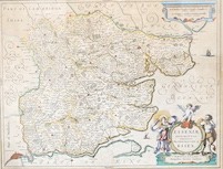 Jan Jansson (1588-1664), hand coloured engraving, Map of Essex, from the edition published c.1636/37, 38.5 x 49.2cm (plate), framed and glazed